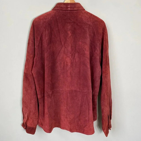 Vintage Hunt Club Women's XL Long Sleeve 100% Leather Suede Button Up Jacket Red - Picture 11 of 15